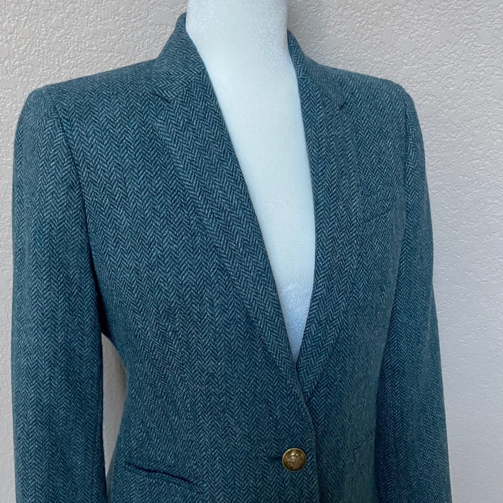 J. Crew Teal Herringbone Blazer, women's size 8. Very Classy! New!